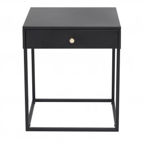 VENTURE DESIGN Bakal sengebord, m. 1 skuffe - sort stl