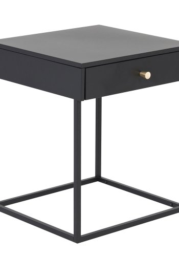 VENTURE DESIGN Bakal sengebord, m. 1 skuffe - sort stl