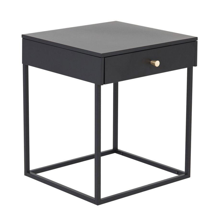 VENTURE DESIGN Bakal sengebord, m. 1 skuffe - sort stl