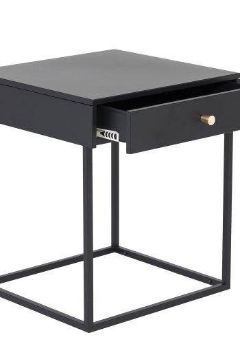VENTURE DESIGN Bakal sengebord, m. 1 skuffe - sort stl