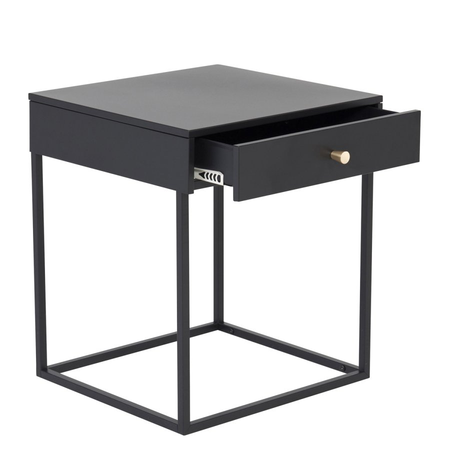 VENTURE DESIGN Bakal sengebord, m. 1 skuffe - sort stl