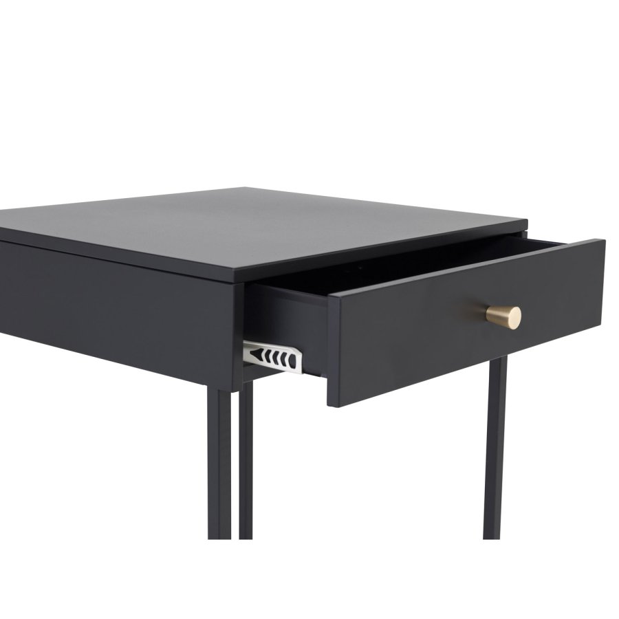 VENTURE DESIGN Bakal sengebord, m. 1 skuffe - sort stl