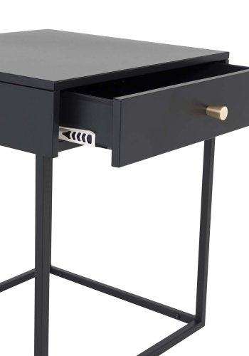 VENTURE DESIGN Bakal sengebord, m. 1 skuffe - sort stl