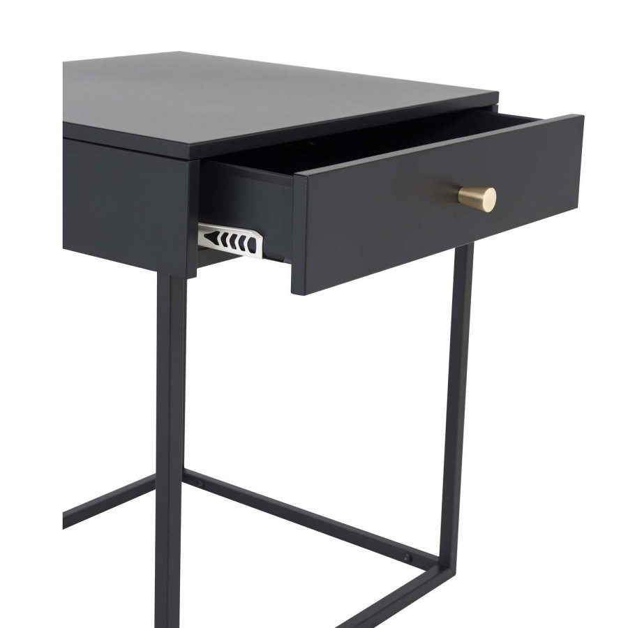 VENTURE DESIGN Bakal sengebord, m. 1 skuffe - sort stl