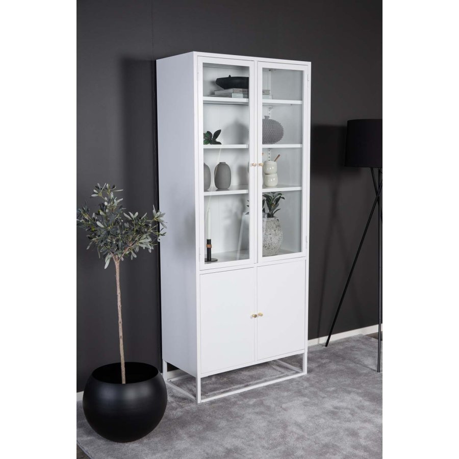 VENTURE DESIGN Bakal vitrineskab, m. 4 lger og 4 hylder - hvid stl