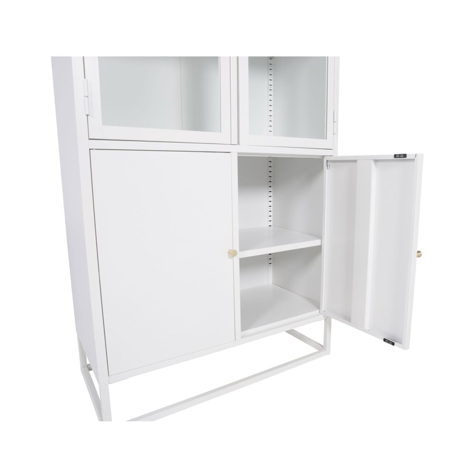 VENTURE DESIGN Bakal vitrineskab, m. 4 lger og 4 hylder - hvid stl