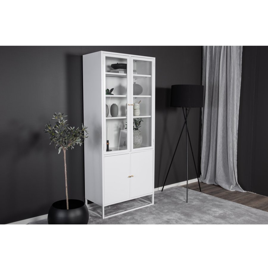 VENTURE DESIGN Bakal vitrineskab, m. 4 lger og 4 hylder - hvid stl