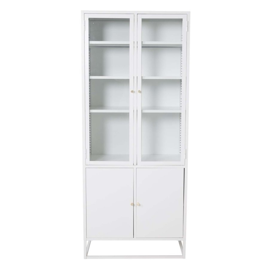 VENTURE DESIGN Bakal vitrineskab, m. 4 lger og 4 hylder - hvid stl