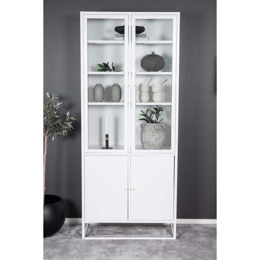 VENTURE DESIGN Bakal vitrineskab, m. 4 lger og 4 hylder - hvid stl