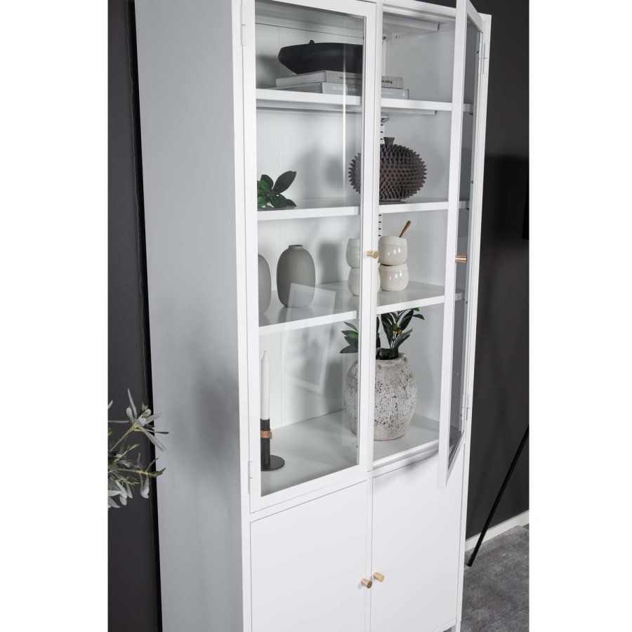 VENTURE DESIGN Bakal vitrineskab, m. 4 lger og 4 hylder - hvid stl