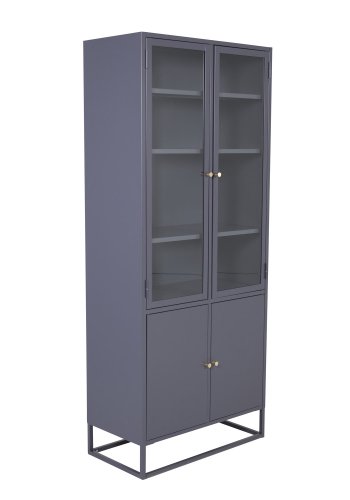 VENTURE DESIGN Bakal vitrineskab, m. 4 lger og 4 hylder - lysegr stl