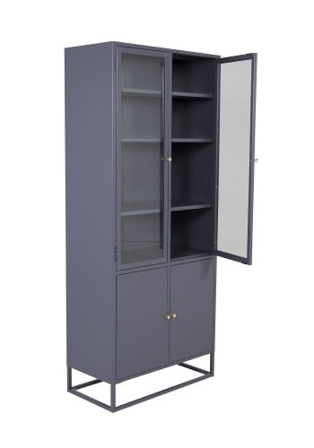 VENTURE DESIGN Bakal vitrineskab, m. 4 lger og 4 hylder - lysegr stl