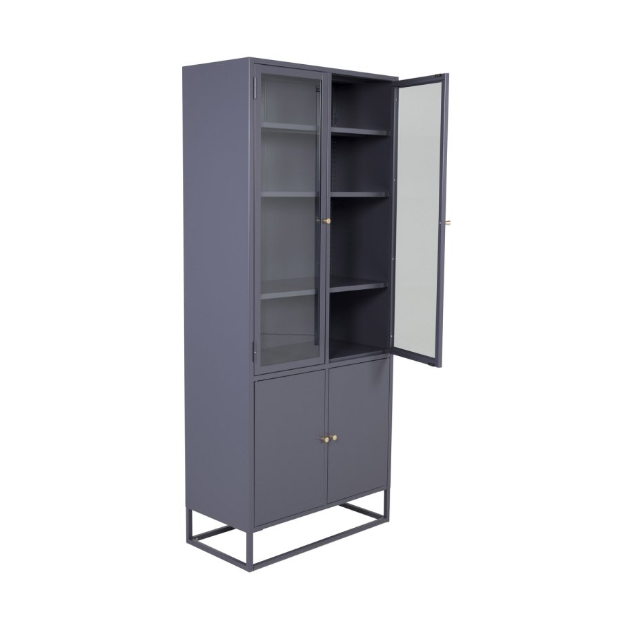 VENTURE DESIGN Bakal vitrineskab, m. 4 lger og 4 hylder - lysegr stl