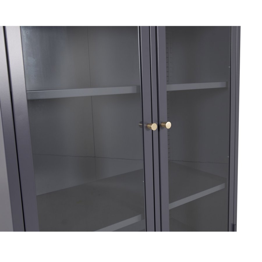 VENTURE DESIGN Bakal vitrineskab, m. 4 lger og 4 hylder - lysegr stl