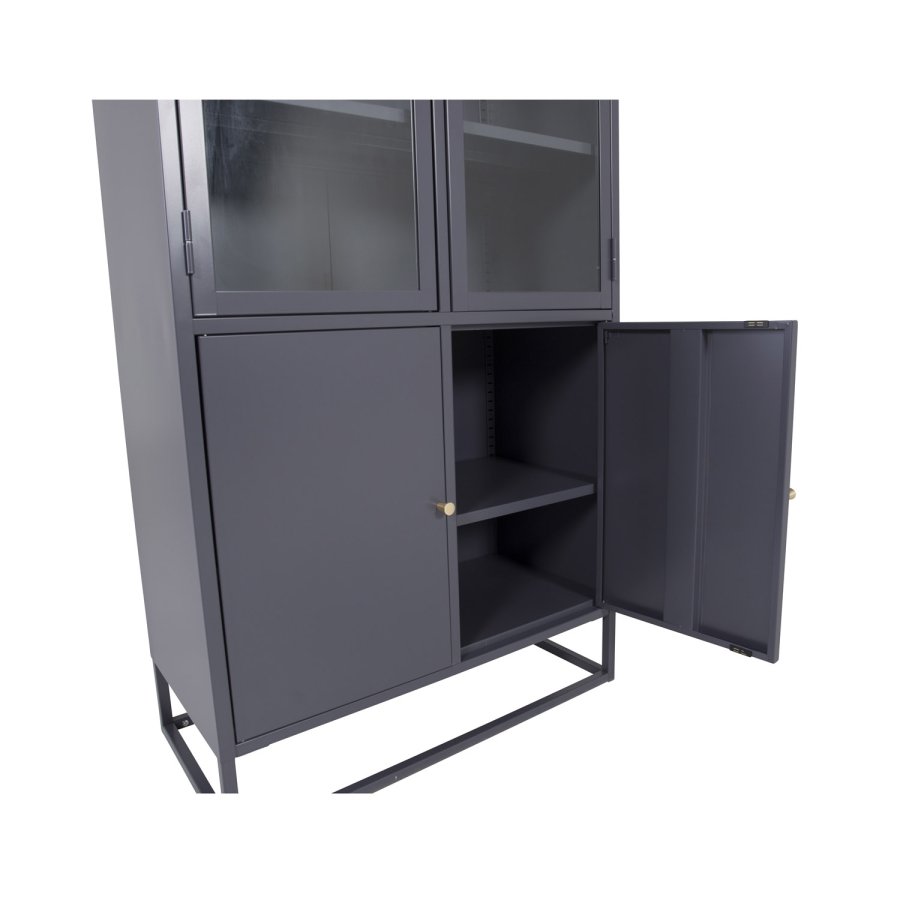 VENTURE DESIGN Bakal vitrineskab, m. 4 lger og 4 hylder - lysegr stl