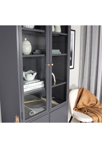 VENTURE DESIGN Bakal vitrineskab, m. 4 lger og 4 hylder - lysegr stl