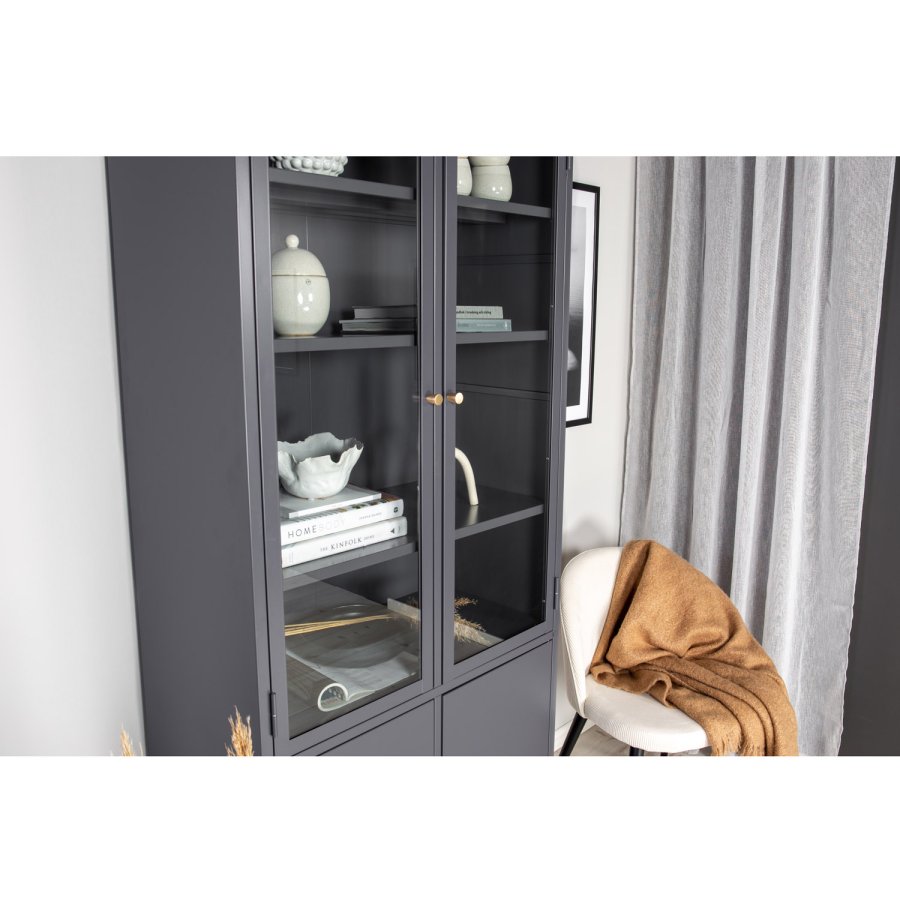 VENTURE DESIGN Bakal vitrineskab, m. 4 lger og 4 hylder - lysegr stl