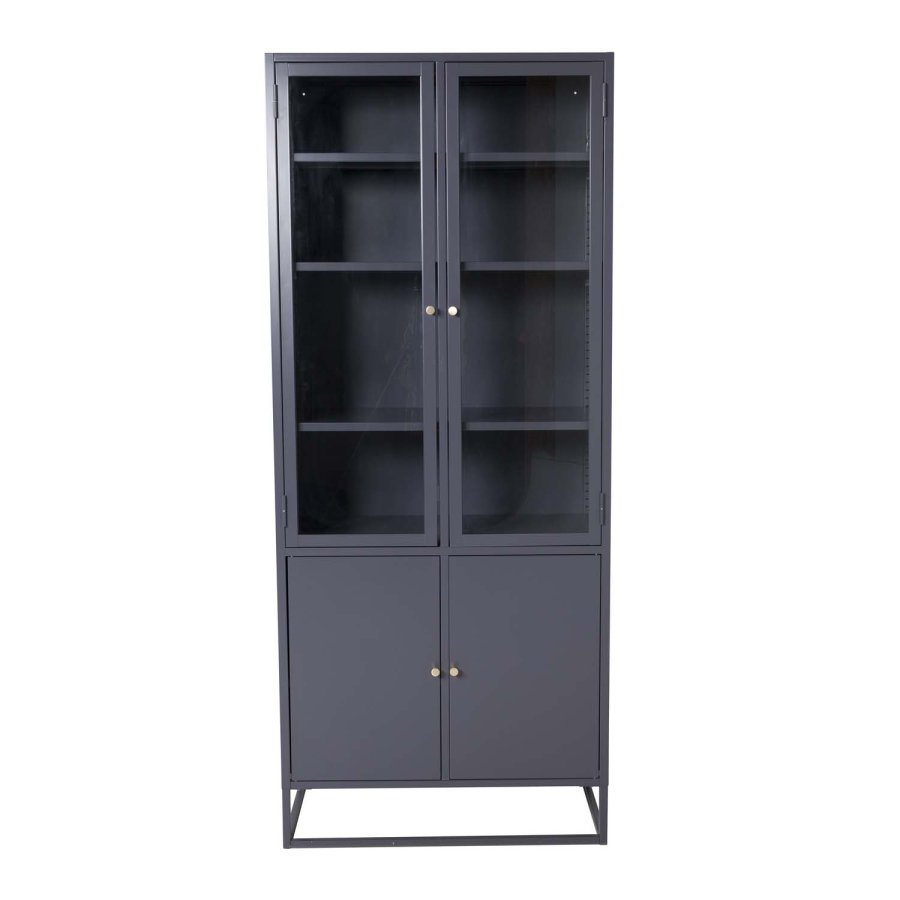 VENTURE DESIGN Bakal vitrineskab, m. 4 lger og 4 hylder - lysegr stl