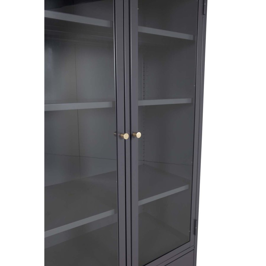 VENTURE DESIGN Bakal vitrineskab, m. 4 lger og 4 hylder - lysegr stl