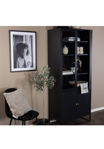 VENTURE DESIGN Bakal vitrineskab, m. 4 lger og 4 hylder - lysegr stl