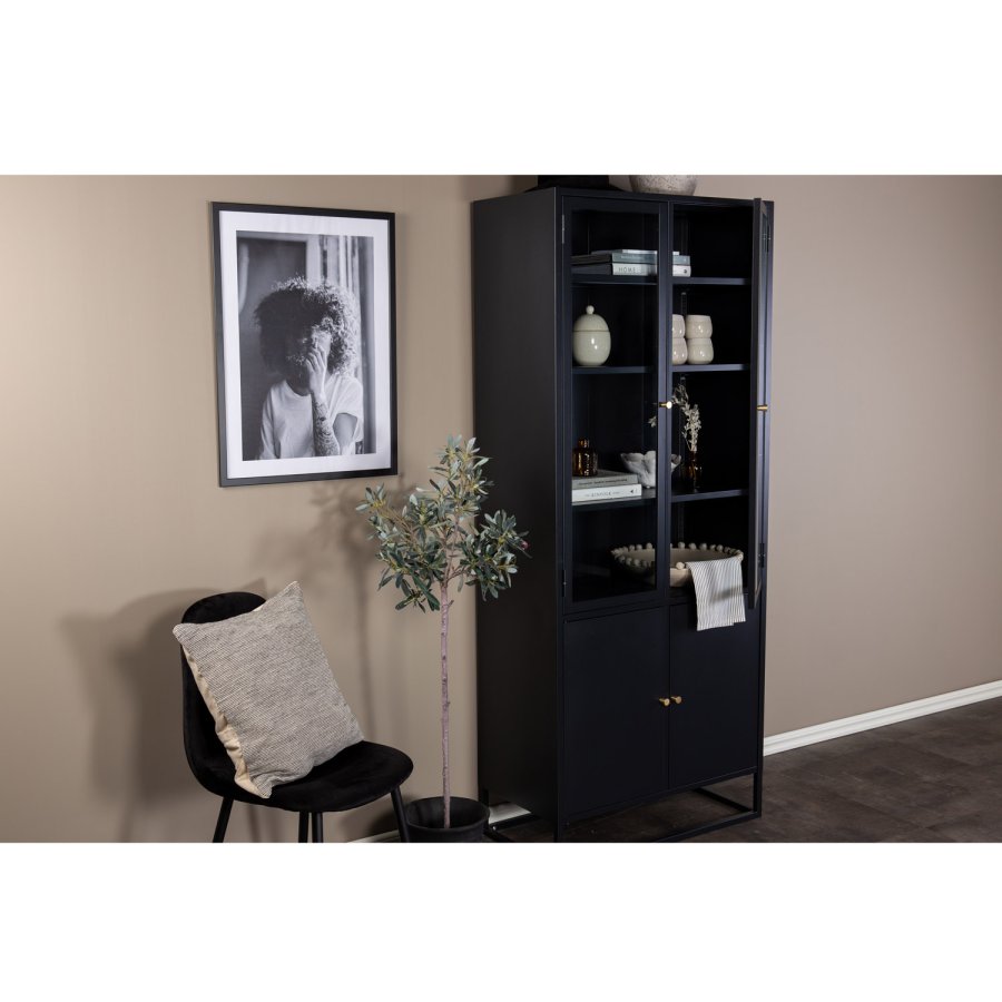 VENTURE DESIGN Bakal vitrineskab, m. 4 lger og 4 hylder - lysegr stl