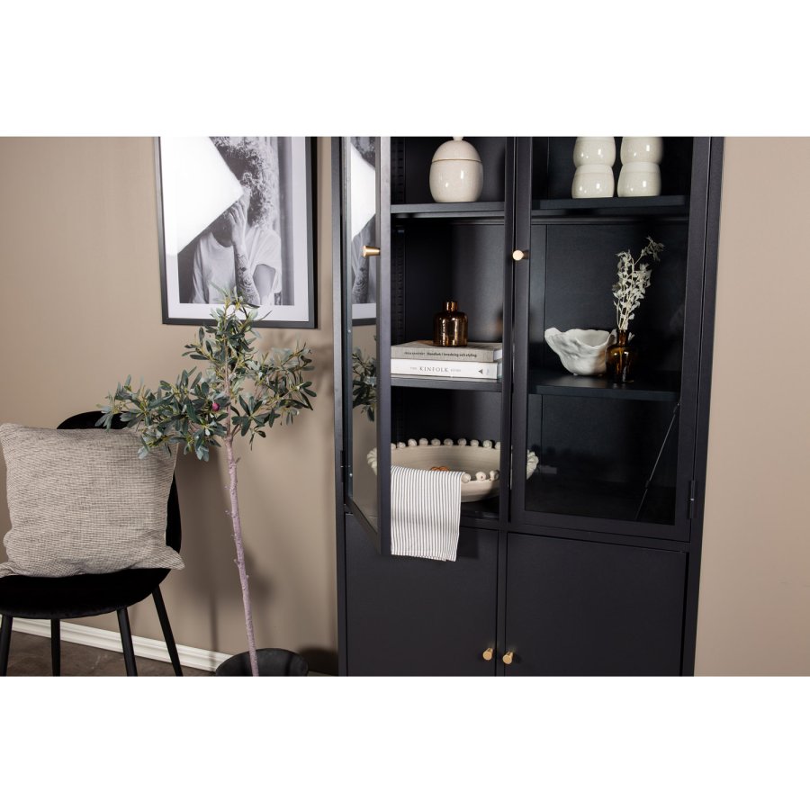 VENTURE DESIGN Bakal vitrineskab, m. 4 lger og 4 hylder - sort stl