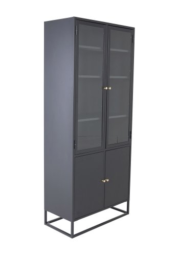 VENTURE DESIGN Bakal vitrineskab, m. 4 lger og 4 hylder - sort stl