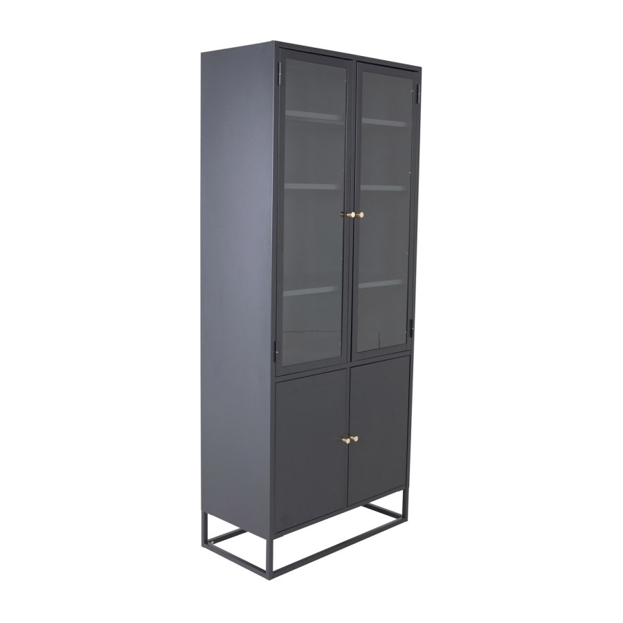 VENTURE DESIGN Bakal vitrineskab, m. 4 lger og 4 hylder - sort stl