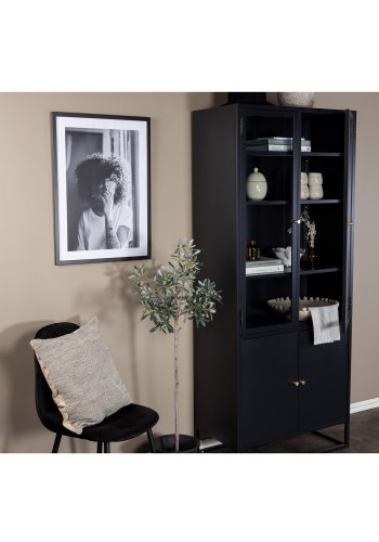 VENTURE DESIGN Bakal vitrineskab, m. 4 lger og 4 hylder - sort stl