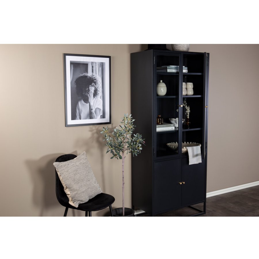 VENTURE DESIGN Bakal vitrineskab, m. 4 lger og 4 hylder - sort stl