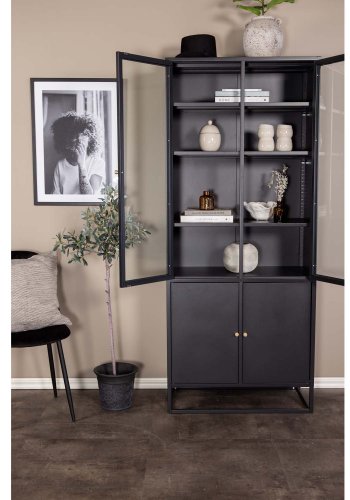 VENTURE DESIGN Bakal vitrineskab, m. 4 lger og 4 hylder - sort stl