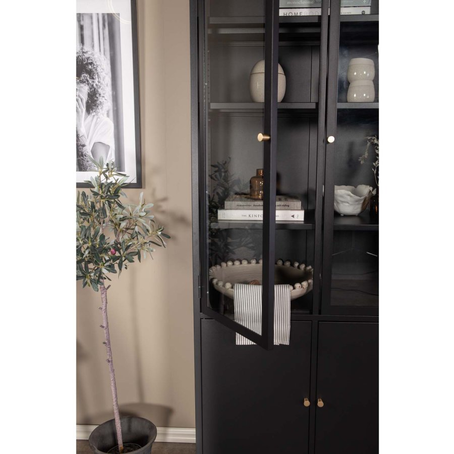 VENTURE DESIGN Bakal vitrineskab, m. 4 lger og 4 hylder - sort stl