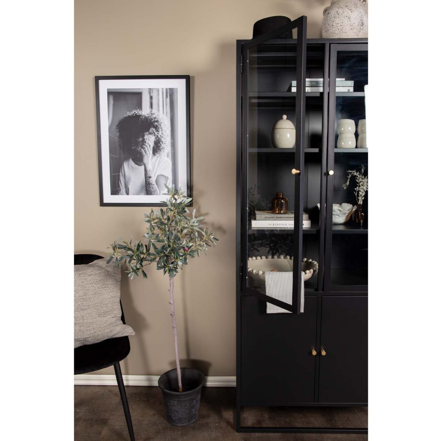 VENTURE DESIGN Bakal vitrineskab, m. 4 lger og 4 hylder - sort stl