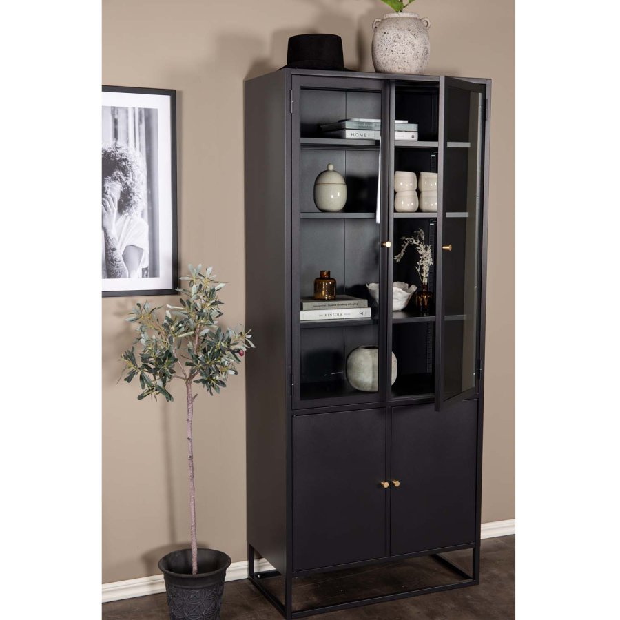 VENTURE DESIGN Bakal vitrineskab, m. 4 lger og 4 hylder - sort stl