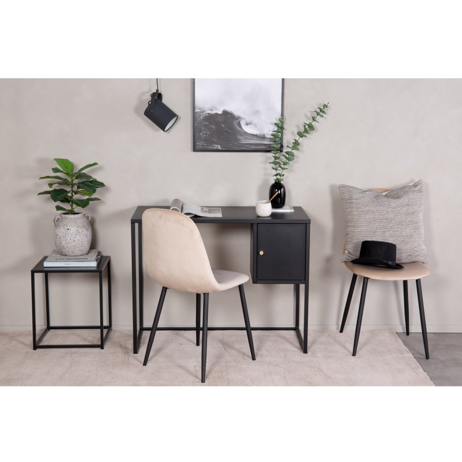 VENTURE DESIGN Bakal skrivebord, m. 1 lge - sort stl (95x45)