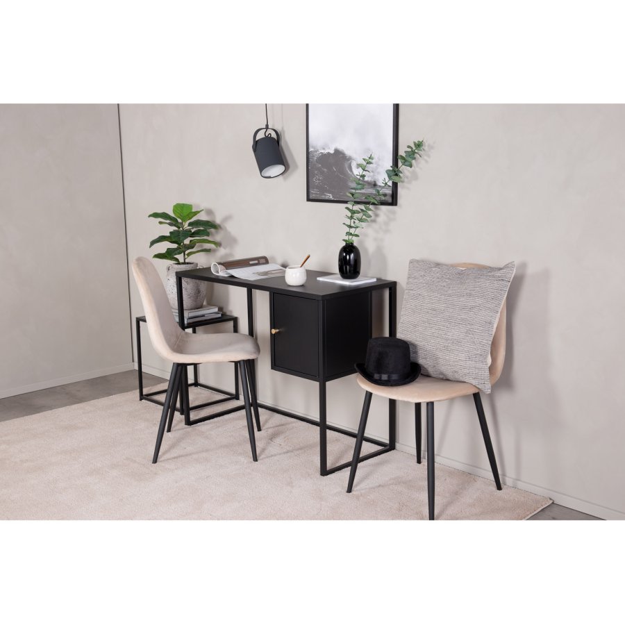 VENTURE DESIGN Bakal skrivebord, m. 1 lge - sort stl (95x45)