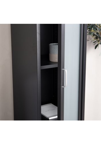 VENTURE DESIGN Acero High skab, m. 1 lge og 3 hylder - sort stl