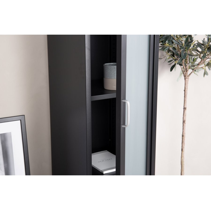 VENTURE DESIGN Acero High skab, m. 1 lge og 3 hylder - sort stl