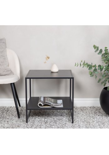 VENTURE DESIGN Staal sidebord, m. hylde - sort stl (50,8x50,8)