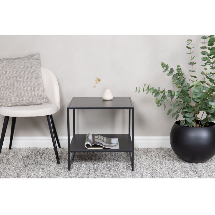 VENTURE DESIGN Staal sidebord, m. hylde - sort stl (50,8x50,8)