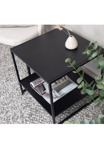 VENTURE DESIGN Staal sidebord, m. hylde - sort stl (50,8x50,8)