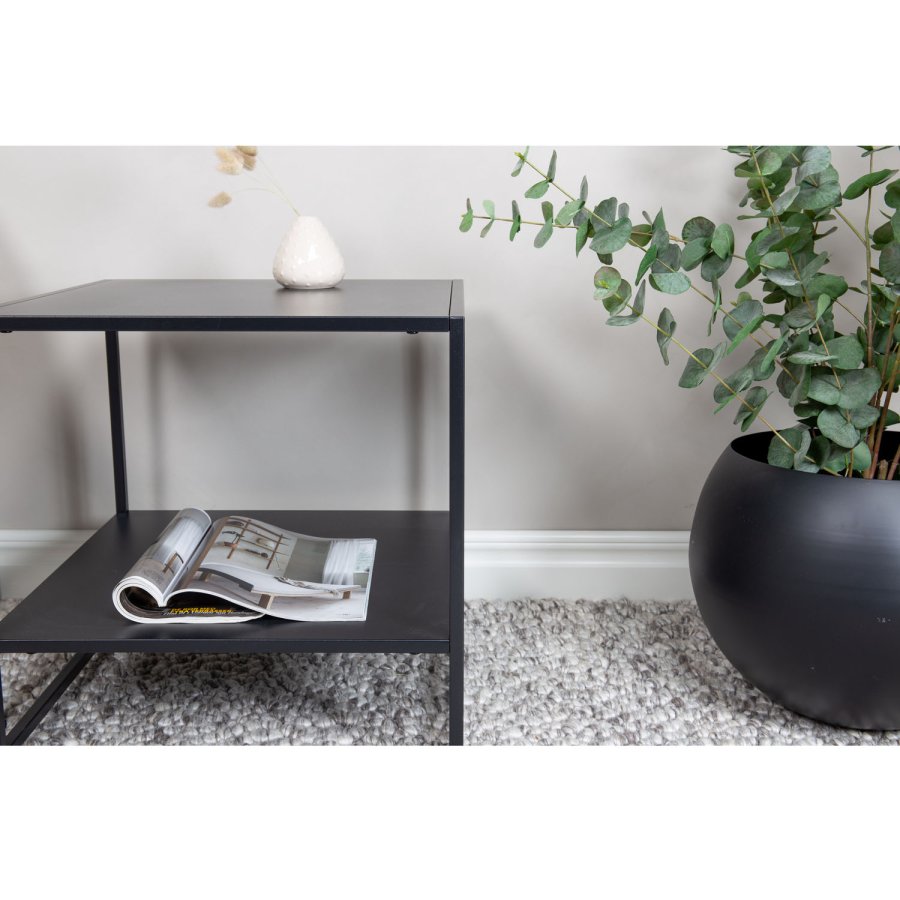 VENTURE DESIGN Staal sidebord, m. hylde - sort stl (50,8x50,8)