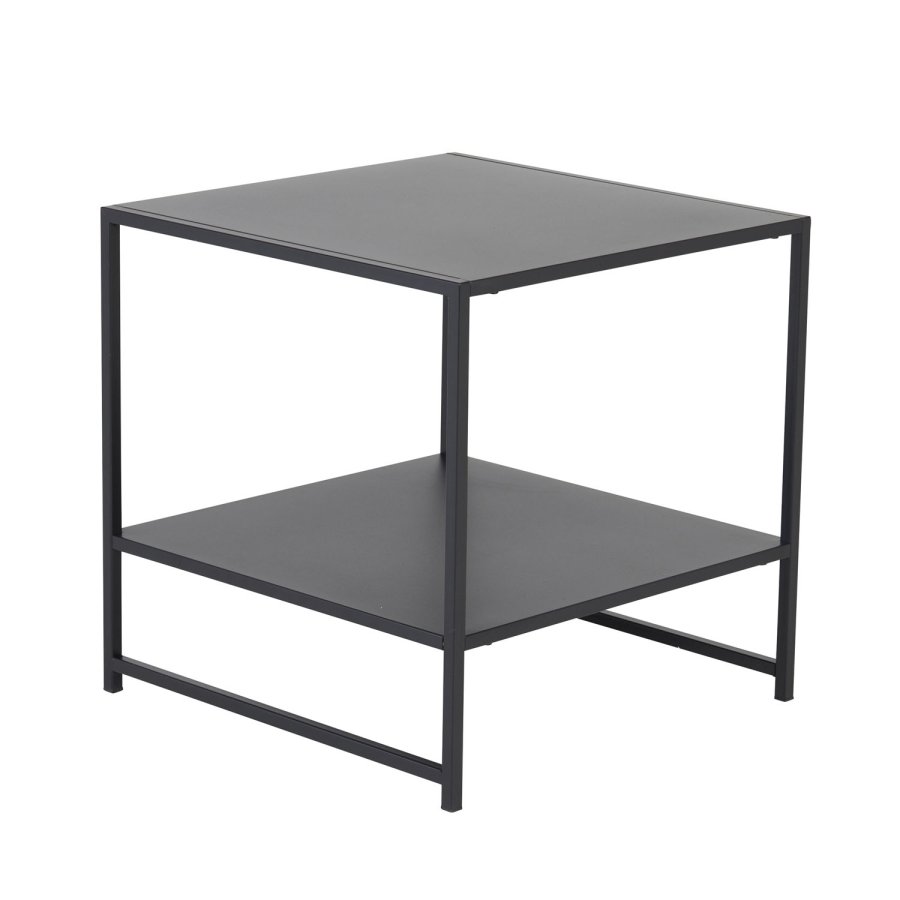 VENTURE DESIGN Staal sidebord, m. hylde - sort stl (50,8x50,8)