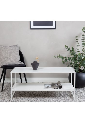VENTURE DESIGN Staal sofabord, m. hylde - hvid stl (101,6x43,2)