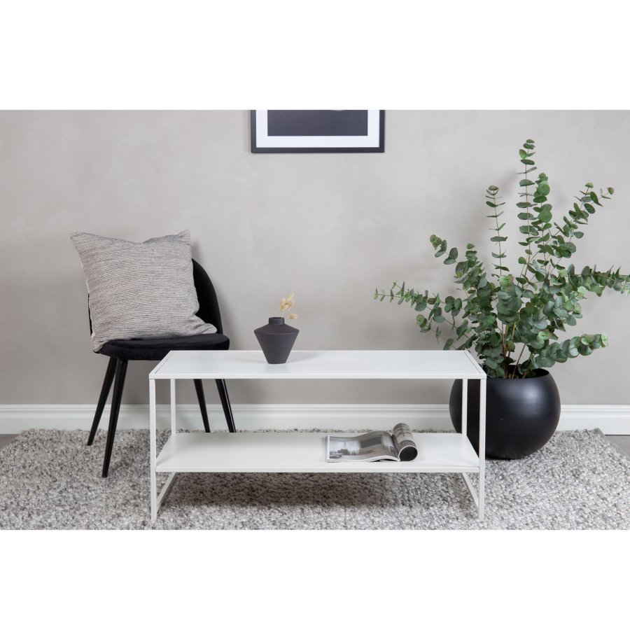 VENTURE DESIGN Staal sofabord, m. hylde - hvid stl (101,6x43,2)