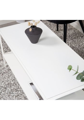 VENTURE DESIGN Staal sofabord, m. hylde - hvid stl (101,6x43,2)