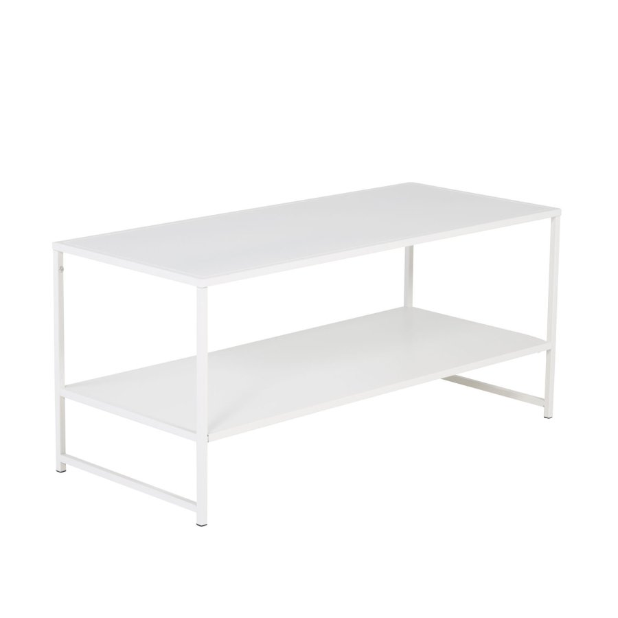 VENTURE DESIGN Staal sofabord, m. hylde - hvid stl (101,6x43,2)