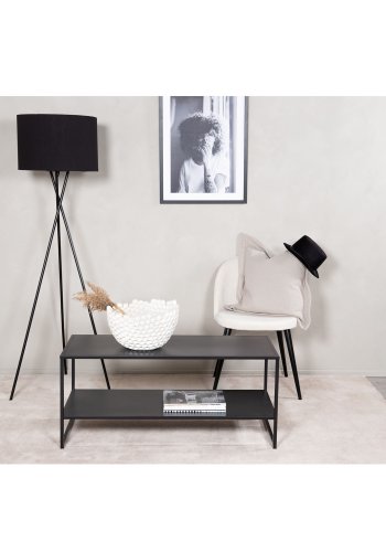 VENTURE DESIGN Staal sofabord, m. hylde - sort stl (101,6x43,2)