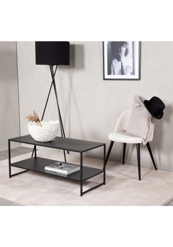 VENTURE DESIGN Staal sofabord, m. hylde - sort stl (101,6x43,2)