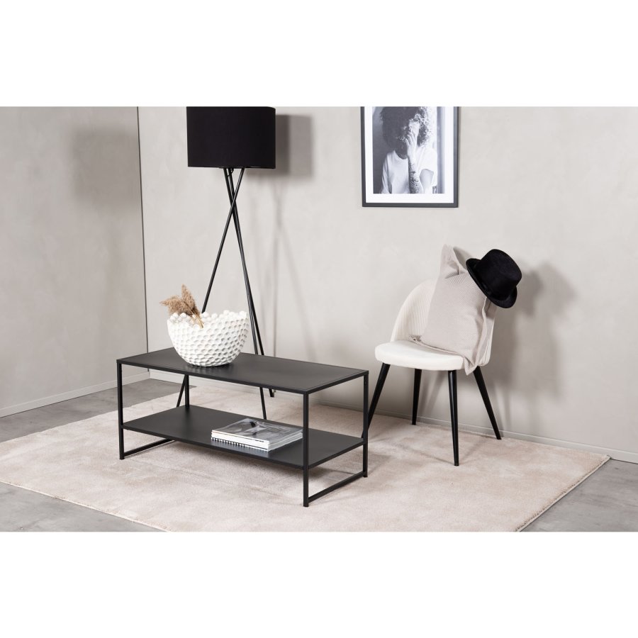 VENTURE DESIGN Staal sofabord, m. hylde - sort stl (101,6x43,2)
